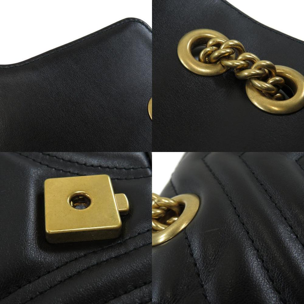 Gucci GG Marmont Quilted Small Shoulder Bag Leather Ladies Black - Picture 6 of 8